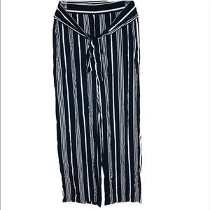 Cynthia Rowley Navy & White Striped Gaucho Pants